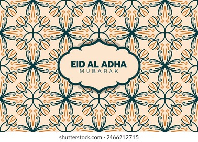 Eid Adha Mubarak Greeting Islamic Illustration Background Vector Design With arabic calligraphy, wallpaper, banner, cover. Translation Of Text, BLASSED SACRIFICE FESTIVAL