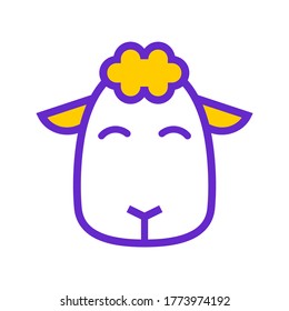 Eid Adha mubarak icon. Islamic celebration illustration design. Sheep simple vector