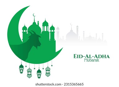 eid adha mubarak moslem day mubarak sheep goat vector illustration