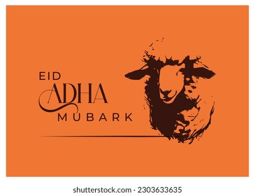 Eid Adha Mubark Arabic islamic celebration greeting creative card design, vector art abstract sheep design