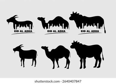 eid adha Silhouette Animal Silhouette Set Vector Illustration eid adha Silhouette
