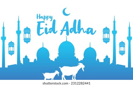 eid adha soft blue background vector, perfect for office, company, school, social media, advertising, printing and more

