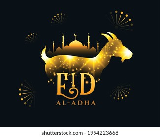 eid al adha 2021 wishes card with golden sparkles