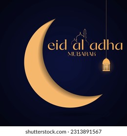 Eid Al Adha Arabic Festival concept. Holiday poster banner design vector illustration.
