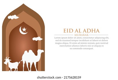 eid al adha background banner in paper cut style