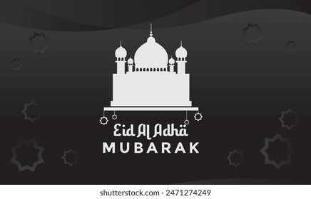 Eid al adha background black with beautiful mosque Ornaments
