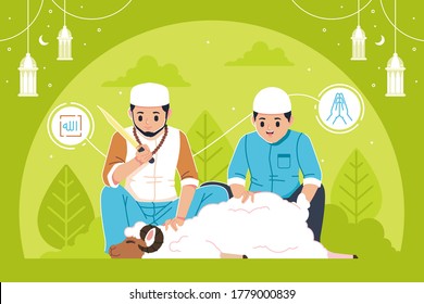 eid-al-adha-Hintergrund, flache Design-Illustration