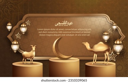 eid al adha fondo con cabra y camello para el diseño de afiches, pancartas. ilustración vectorial