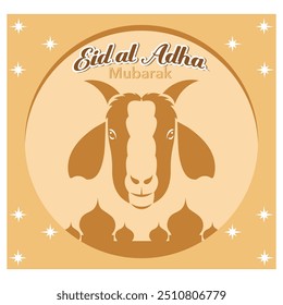 Eid Al Adha Background. Islamic Arabic lanterns and sheep. Translation Eid Al Adha. Greeting card. flat vector modern illustration 