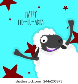 Eid al adha de fondo con cordero sonriente