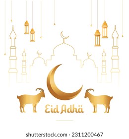 Eid-al-adha-Hintergrund-Vektorgrafik kann für soziale Medien und Grußkarten verwendet werden