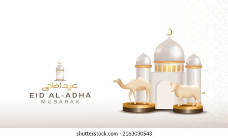 Eid al adha banner design concept with luxury 3d islamic element