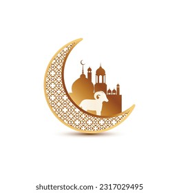 Eid Al Adha Banner Design Vector Illustration. Islamic and Arabic Background for Muslim Community Festival
