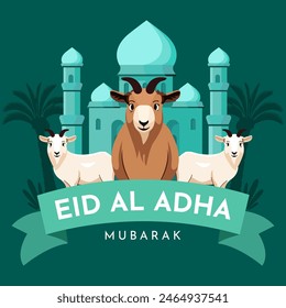 Eid Al Adha Banner Design Vector Illustration. Islamic and Arabic Background for Muslim Community Festival. Moslem Holiday. Eid al Adha and Mawlid.