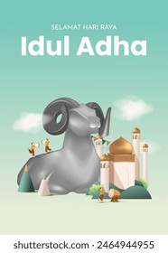 In: Eid Al Adha Banner Design Vektorillustration. Islamischer und arabischer Hintergrund für das muslimische Gemeindefest. Moslemische Festliche Musik. 3D Modern Islamic passend für Ramadan, Raya Hari, Eid al Adha und Mawlid.