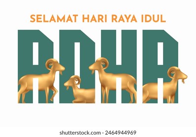 Eid Al Adha Banner Design Vector Illustration. Islamic and Arabic Background for Muslim Community Festival. Moslem Holiday. 3D Modern Islamic  suitable for Ramadan, Raya Hari, Eid al Adha and Mawlid.