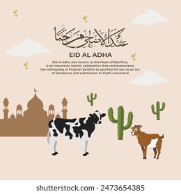 Eid Al Adha Banner Design Vector Illustration. Islamic and Arabic Background for Muslim Community Festival. Moslem Holiday. 3D Modern Islamic suitable for Ramadan, Raya Hari, Eid al Adha and Mawlid.