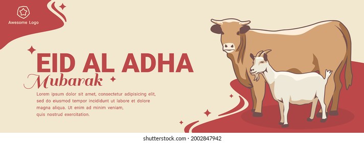 Eid al adha banner greeting vector illustration advertising promotion islamic sacrifice day