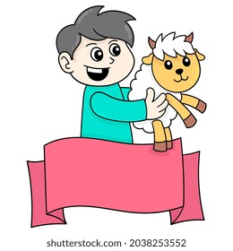 eid al adha banner template, vector illustration art. doodle icon image kawaii.