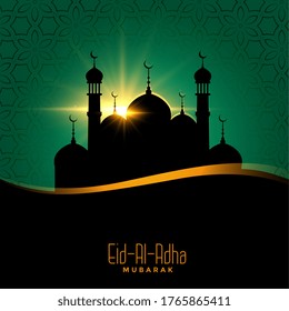 eid al adha bello fondo con diseño de mezquita