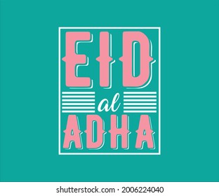 Eid al Adha beautiful lettering design over pastel color background