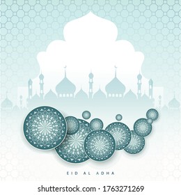 Eid Al Adha Calligraphy Text with goat illustration for eid Mubarak Celebration Background. Vector Illustration eps.10
