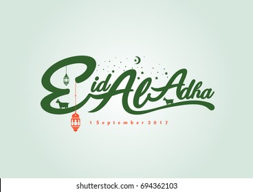 Eid Al Adha Calligraphy Text for eid Mubarak Celebration Background. Vector Illustration eps.10