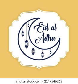 Eid al adha caption injected on white graphic element and been situated on dark creme background vector image.