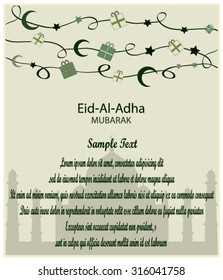 Eid al Adha card or poster.Vector Illustration.