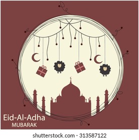 Eid Al Adha Card.Vector illustration.