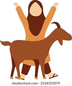 Eid Al Adha Cartoon Character. Vector Illustration in Flat Design Style.