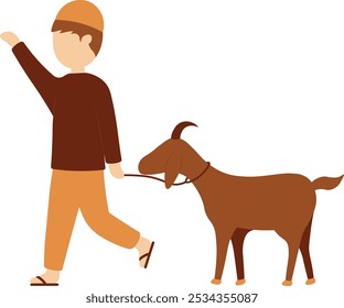 Eid Al Adha Personagem do Desenho Animado. Ilustração de vetor em estilo de design plano.