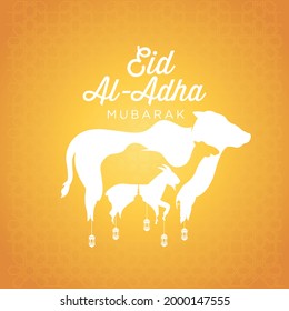 Eid Al Adha celebration card background yellow vector illustration