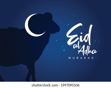 Eid Al Adha Celebration of Muslim holiday Background. The sacrifice of sheep and goat Eid-al-adha concept vector illustration.