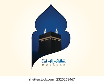Eid Al Adha Celebration of Muslim holiday Background. The sacrifice a camel, cow, sheep and goat Eid-al-adha concept Islamic vector illustration.