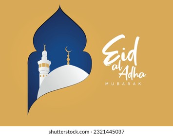 Eid Al Adha Feier der muslimischen Feiertage Hintergrund. Opfere ein Kamel, Kuh, Schaf und Ziege Eid-al-adha Konzept islamische Vektorgrafik.