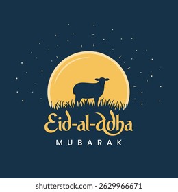 Eid Al Adha Celebration of Muslim holiday Background. The sacrifice a camel, cow, sheep and goat Eid-al-adha concept Islamic vector illustration