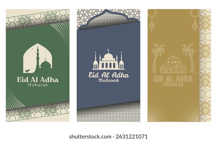 Eid Al Adha klassisches Design geeignet für Poster, Grußkarten, Banner, Social Media mit dem Konzept, Eid al-Adha zu feiern. Charmante Idul Adha Vektorgrafik