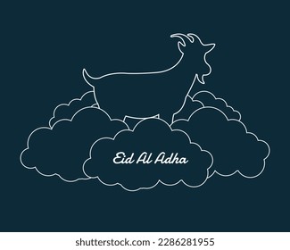 Eid Al Adha Cloud Goat Line Art