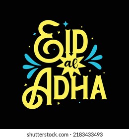 Eid al adha colorful lettering eid special design.