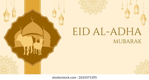 Eid Al adha Konzept Hintergrund Grußkarte Illustration. Adha Mubarak arabische islamische Festival Design Hintergrundvorlage. Laterne, Mandala und islamische Muster.