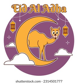 Eid Al Adha, crescent moon and camel