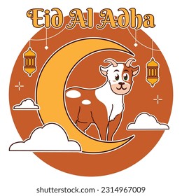 Eid Al Adha, crescent moon and goat