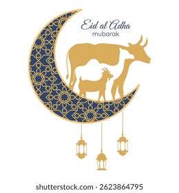 Eid al Adha crescent moon greeting vector