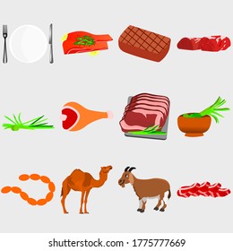 Eid al adha design element, suitable for greeting card, poster, banner. Eid adha doodle 