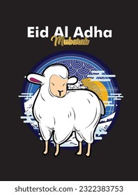 Eid al adha event vector with animal farm character