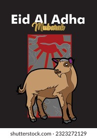 Eid al adha event vector with animal farm character