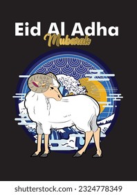 Eid al adha event vector with animal farm character