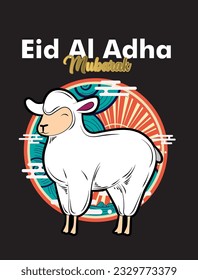 Eid al adha event vector with animal farm character