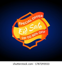 Eid al Adha or Fitr Mubarak sale offer banner design with abstract mandala with pattern ornament element. Horizontal promotion pos. Karim, marketing